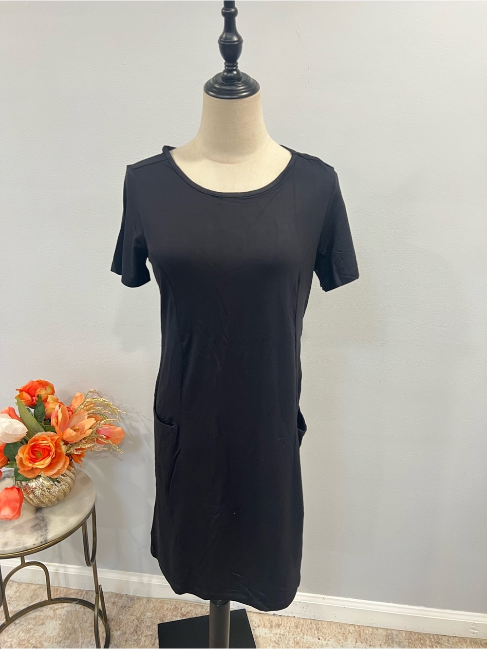 Charming Charlie Black Long Short Sleeves Shirt With Pockets - Size Small - NWT